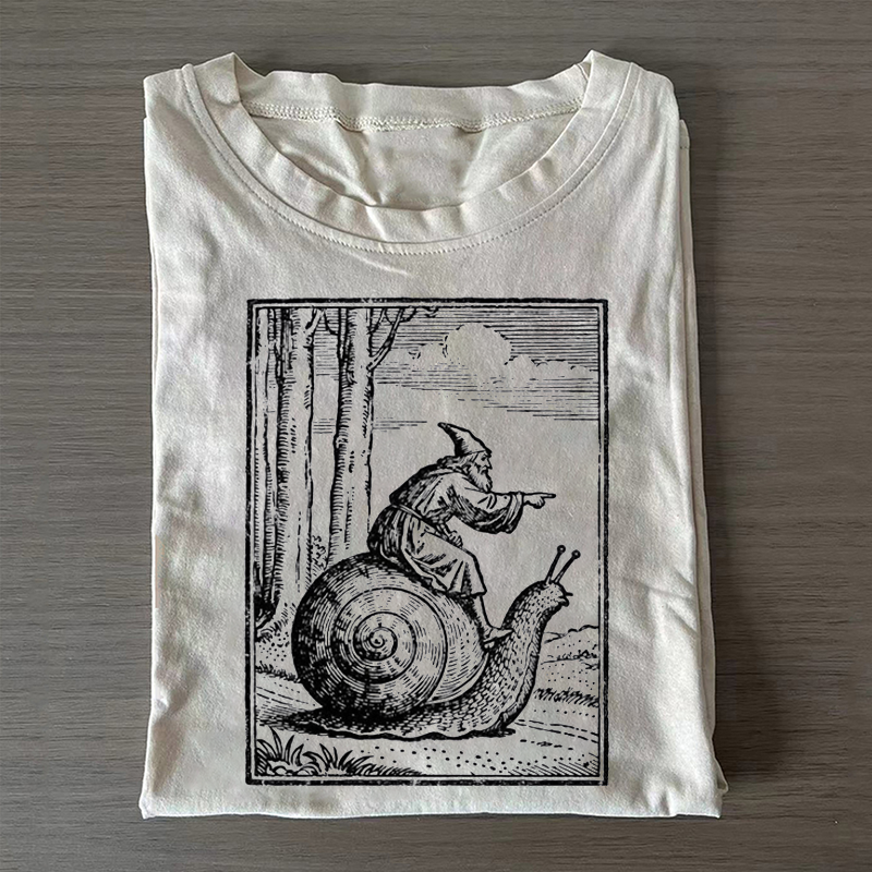 Retro Medieval Snail Rider Graphic T-shirt