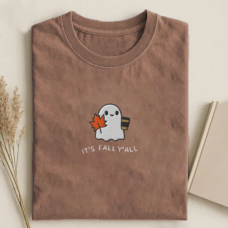 It’s Fall Y’all Ghost Embroidered T-shirt