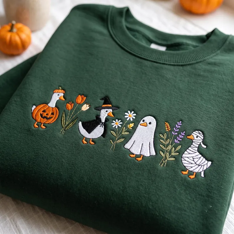 Embroidered Halloween Goose Sweatshirt