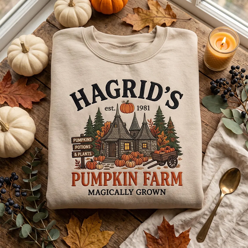 Embroidered Fall Crewneck  T-shirt