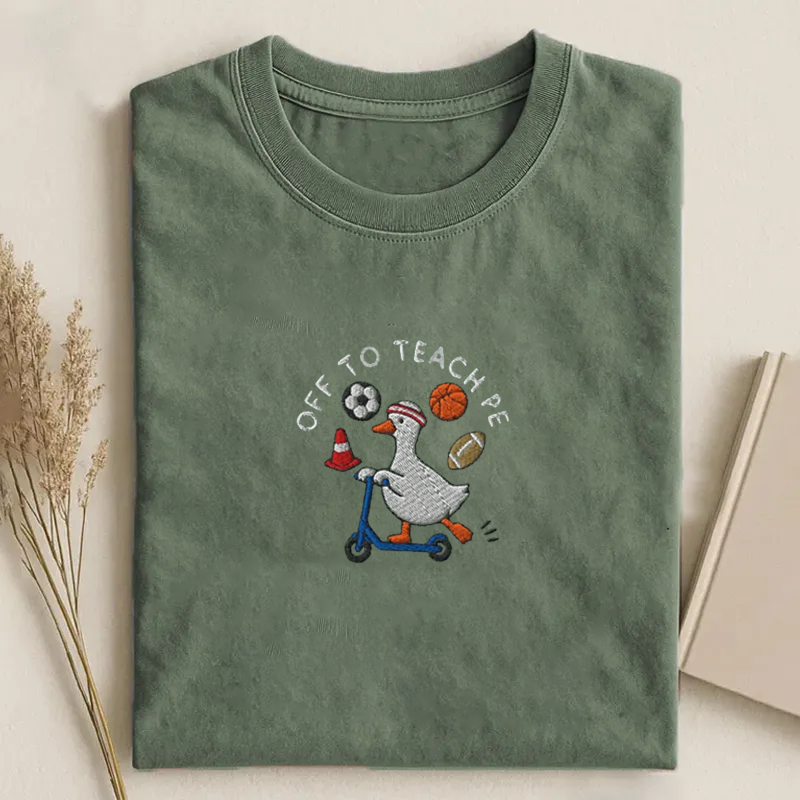 Embroidered PE Teacher Goose T-shirt