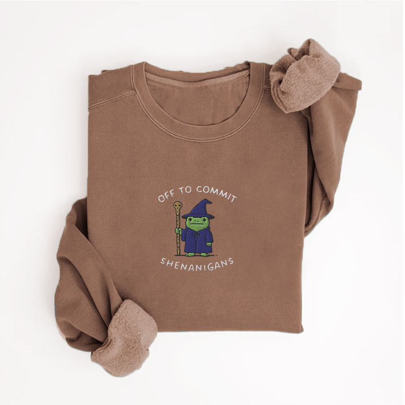 Embroidered Off to Commit Shenanigans Sweatshirt