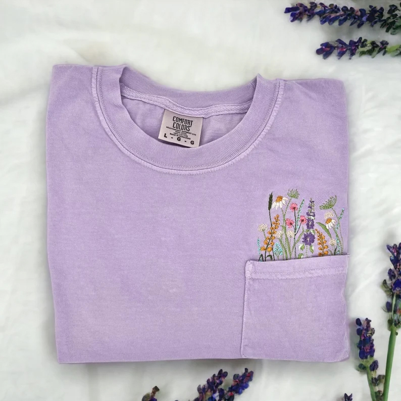 Embroidered wildflower T-shirt