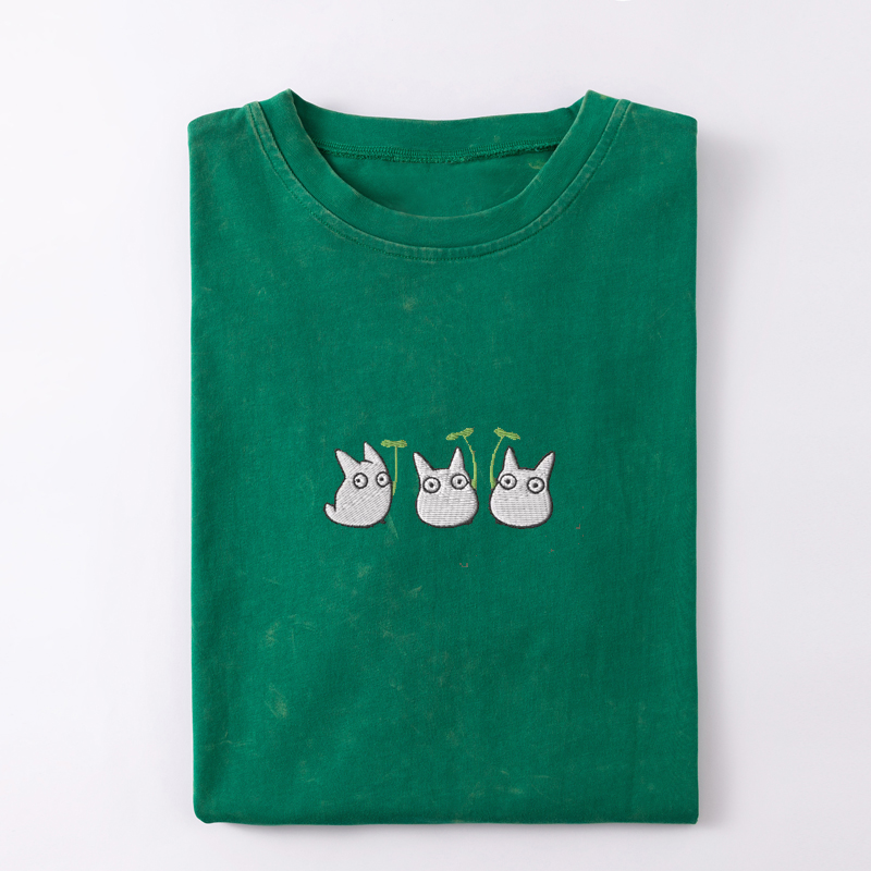 Chibi Totoros Embroidered Comfort Colors T-shirt