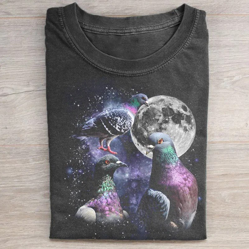 Three Pigeon Retro Graphic T-shirt