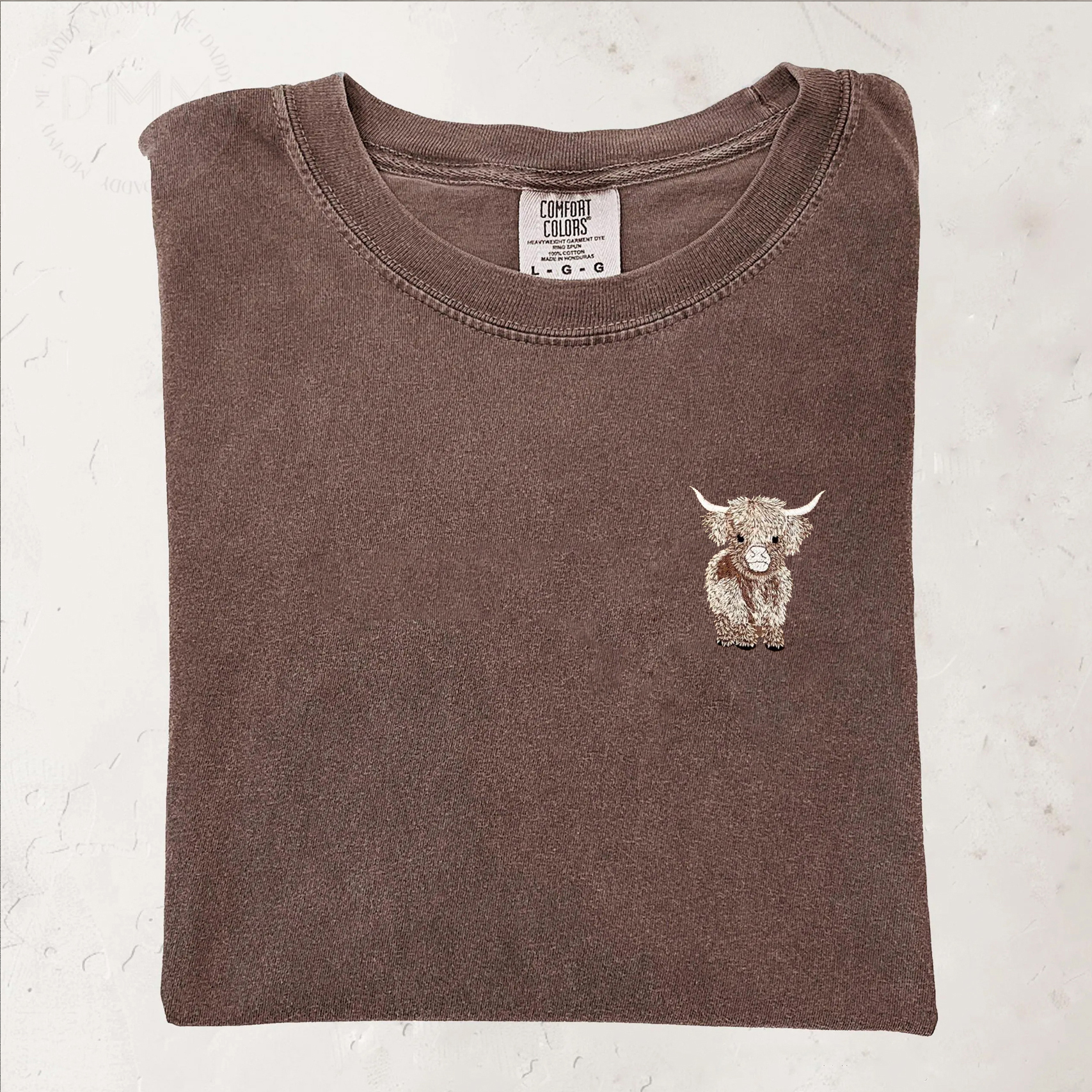 Embroidered highland cow T-shirt