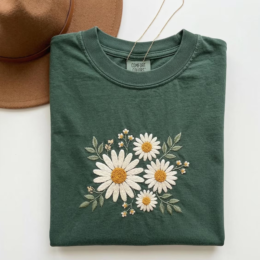 Embroidered Daisy T-Shirt