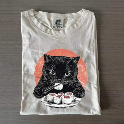 Cat Eating Delicious Sushi T-shirt