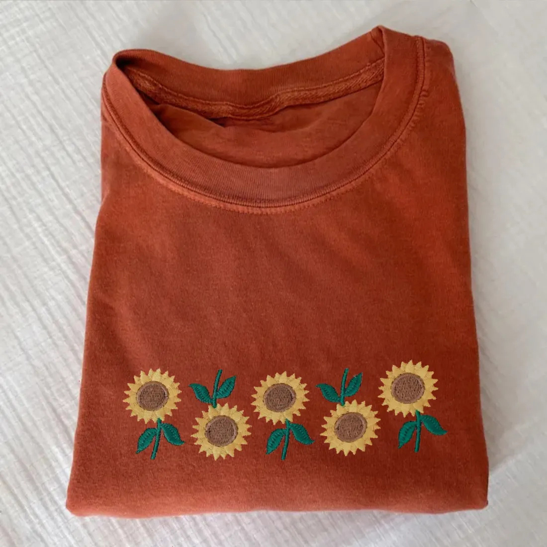 Embroidered Sunflowers T-shirt