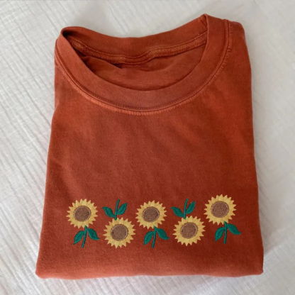 Embroidered Sunflowers T-shirt