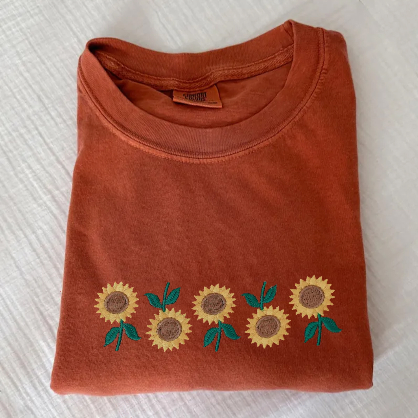 Embroidered Sunflowers Comfort Colors T-shirt