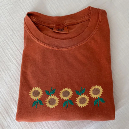 Embroidered Sunflowers Comfort Colors T-shirt