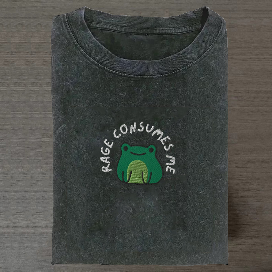 Embroidered Frog Rage Consumes Me T-shirt