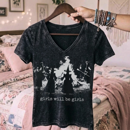 Vintage Girls Will Be Girls V-neck T-shirt