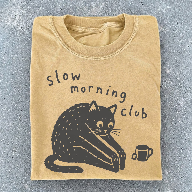 Slow Morning Club Funny Cat T-shirt