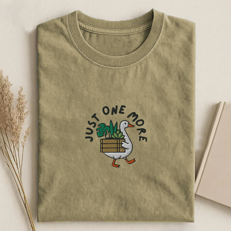 Goose with Houseplant Embroidered T-shirt
