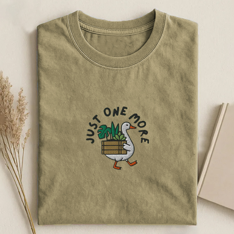 Goose with Houseplant Embroidered T-shirt