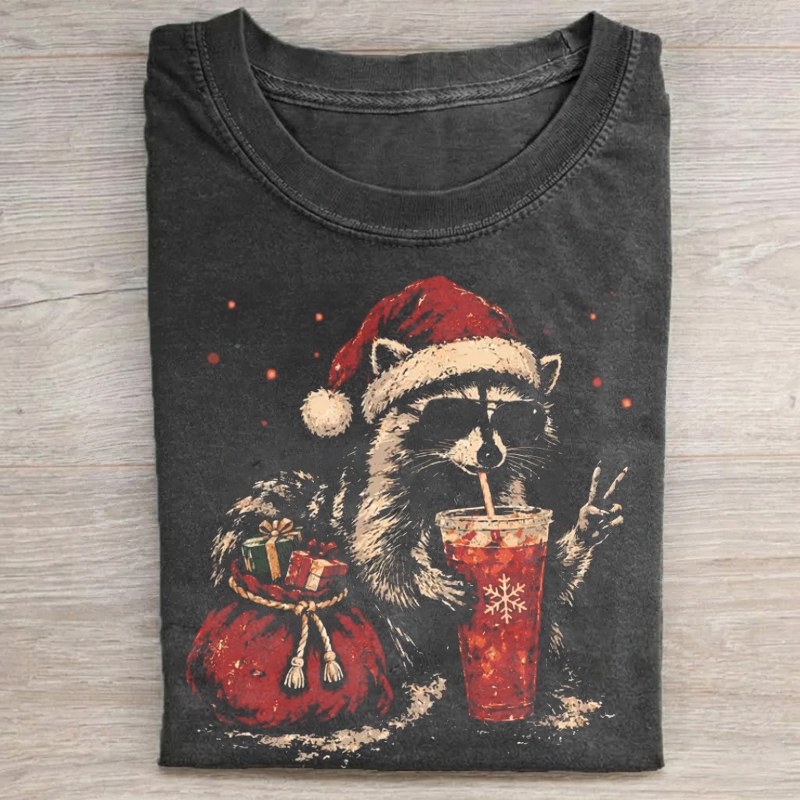 Christmas Raccoon Iced Coffee T-shirt