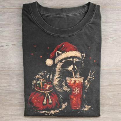 Christmas Raccoon Iced Coffee T-shirt
