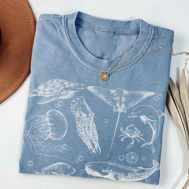 Sea Animals 90s Vintage Style T-shirt