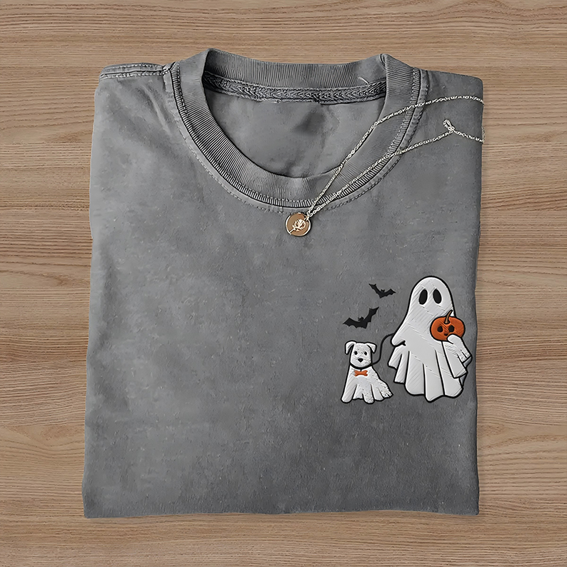 Embroidered Cute Dog Ghost T-shirt