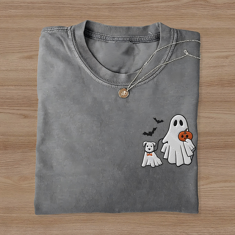 Embroidered Cute Dog Ghost T-shirt