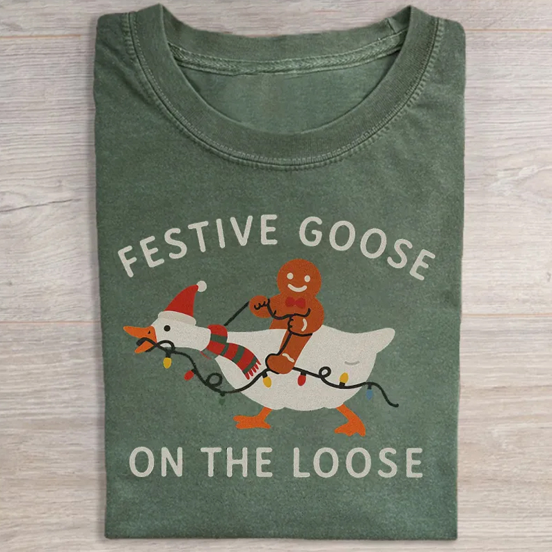Festive Goose On The Loose T-shirt