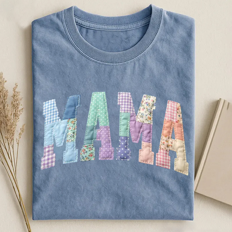 Faux Patchwork Floral Mama T-shirt