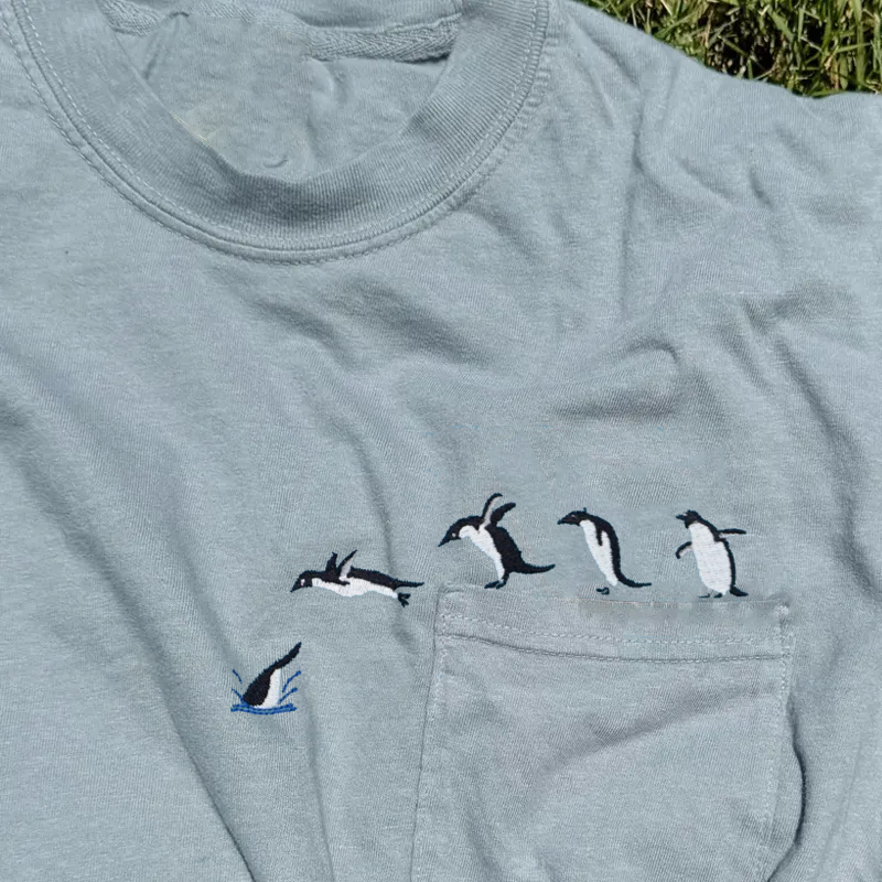 Embroidered Penguin Pocket T-shirt