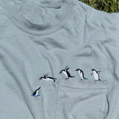 Embroidered Penguin Pocket T-shirt