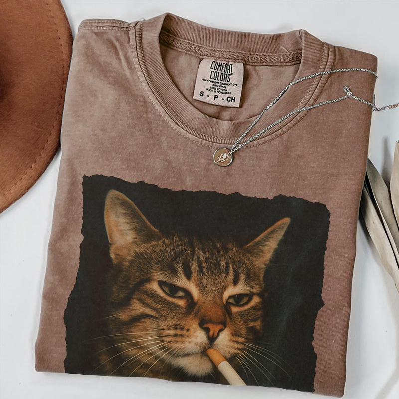 Funny Smoking Cat T-shirt