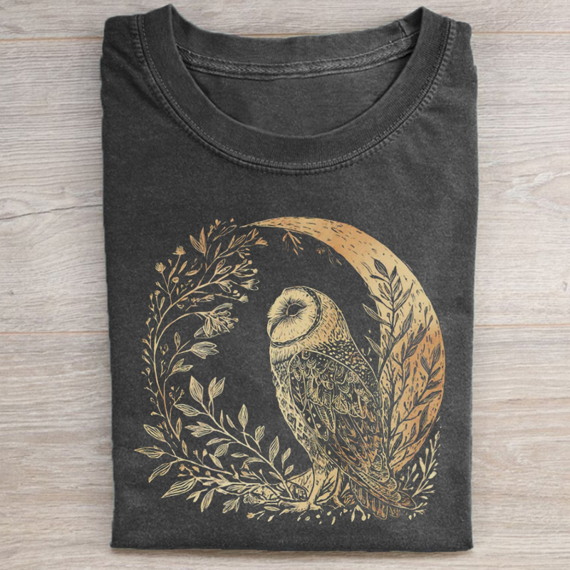 Celestial Cottagecore Barn Owl Moon T-shirt