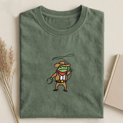 Embroidered Frog Cowboy T-shirt