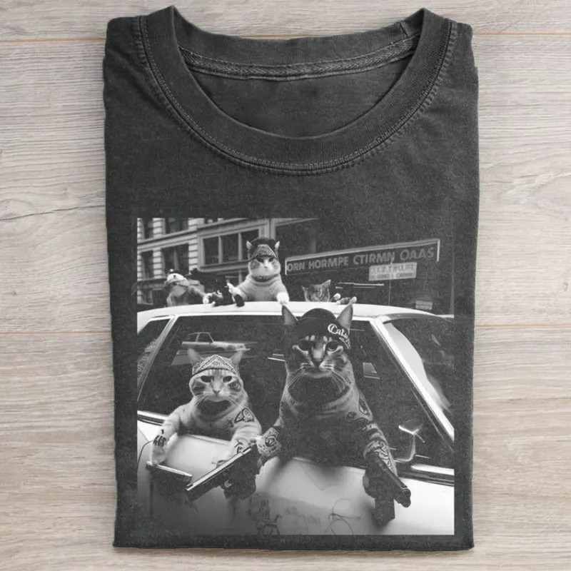 Funny Cat Gang Vintage T-shirt