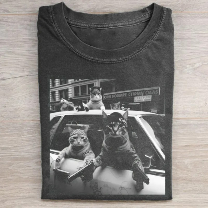 Funny Cat Gang Vintage T-shirt
