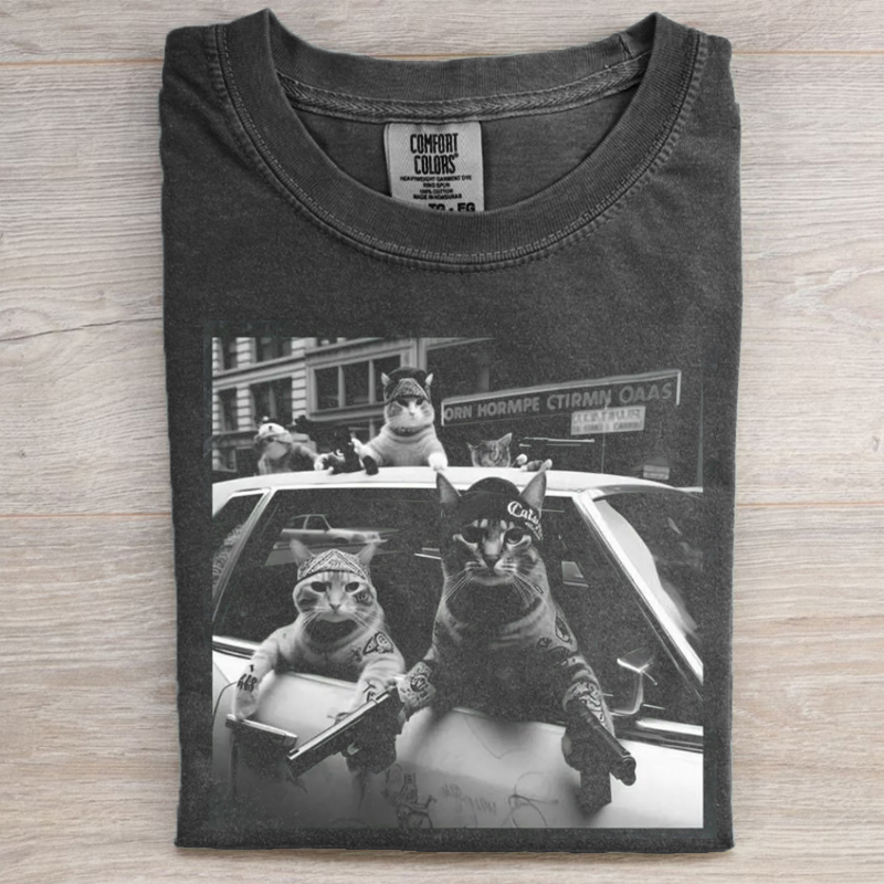 Funny Cat Gang Vinage T-shirt