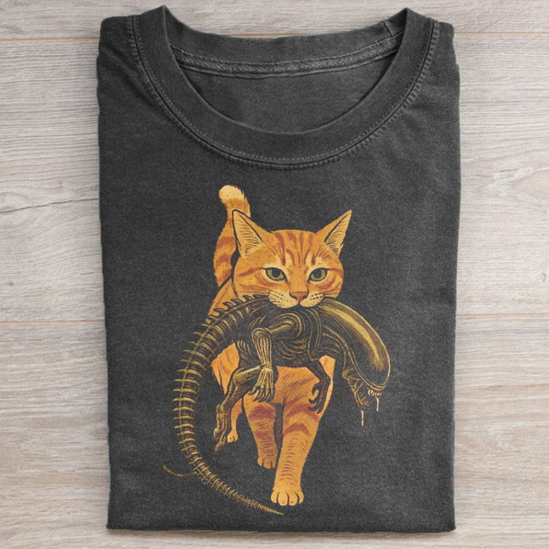 Cat Carrying Alien T-Shirt
