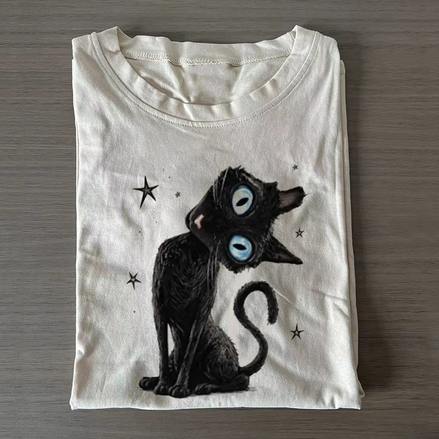 Spooky Doll Black Cat T-shirt