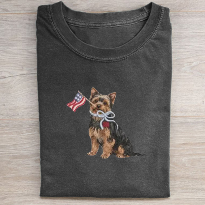 Embroidered Patriotic Dog T-shirt