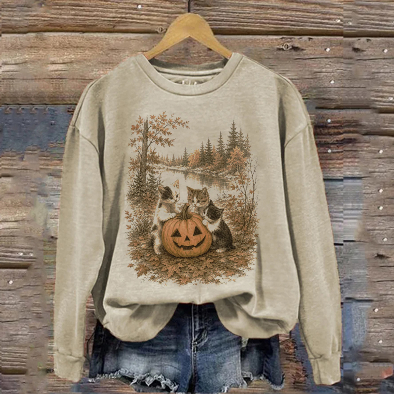 Vintage 90s Cat Halloween Sweatshirt