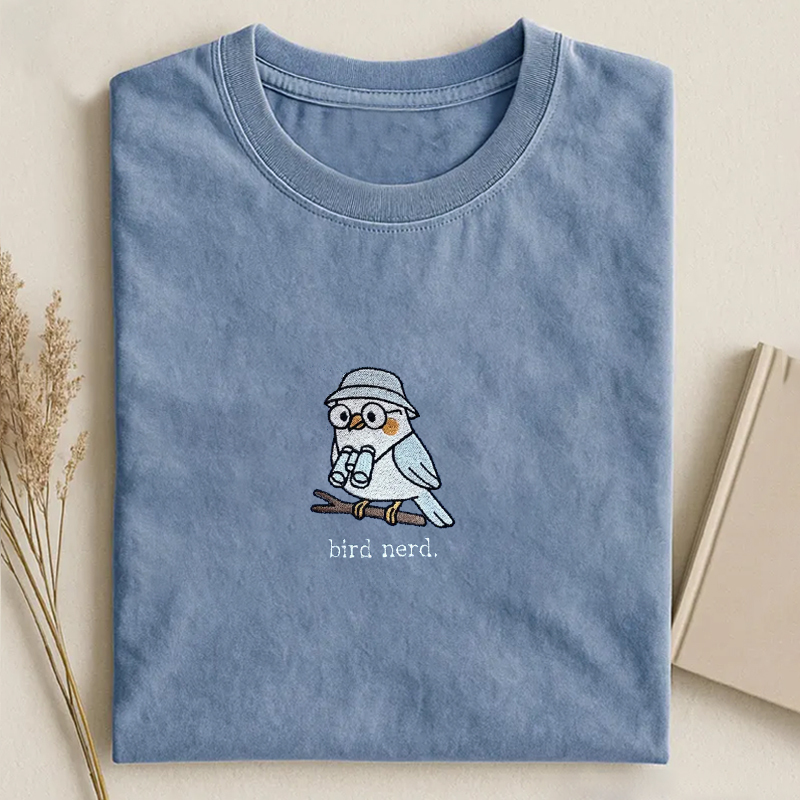 Embroidered Bird Nerd T-shirt