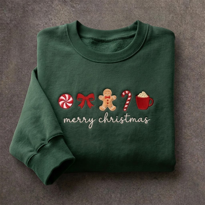 Embroidered Christmas Symbols Sweatshirt