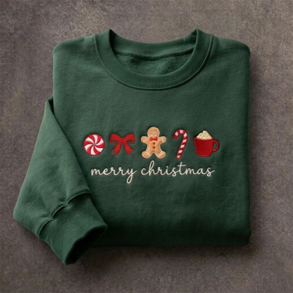 Embroidered Christmas Symbols Sweatshirt