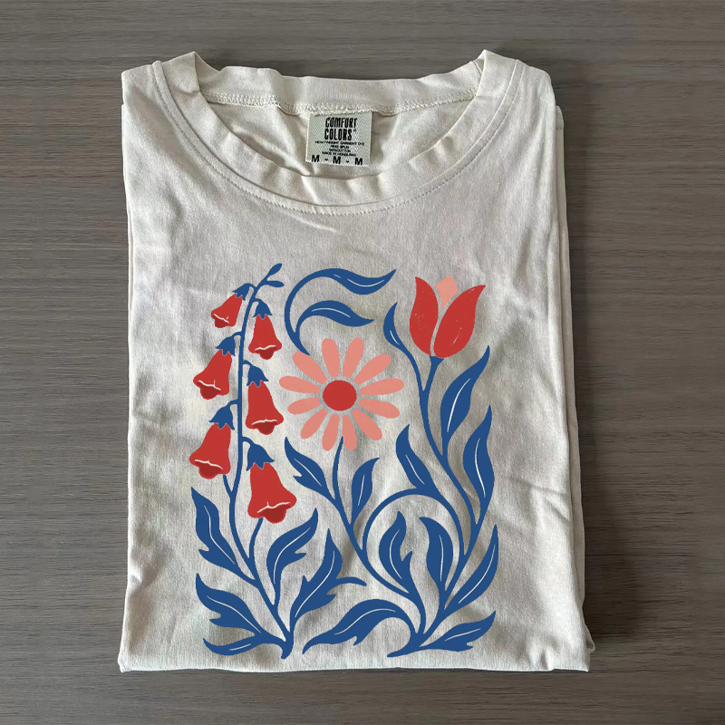 NO WORDS Subtle FDT Foxglove Daisy Tulip T-shirt