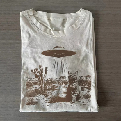Vintage UFO Cowboy Cat T-shirt