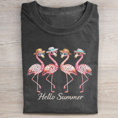 Flamingo Hello Summer T-shirt