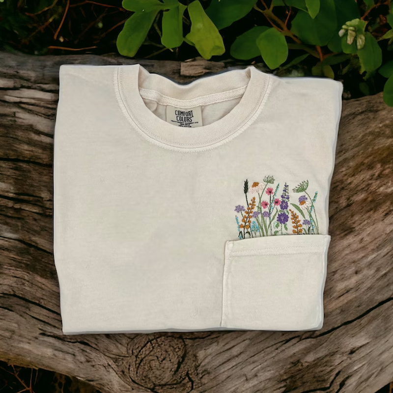 Embroidered wildflower T-shirt