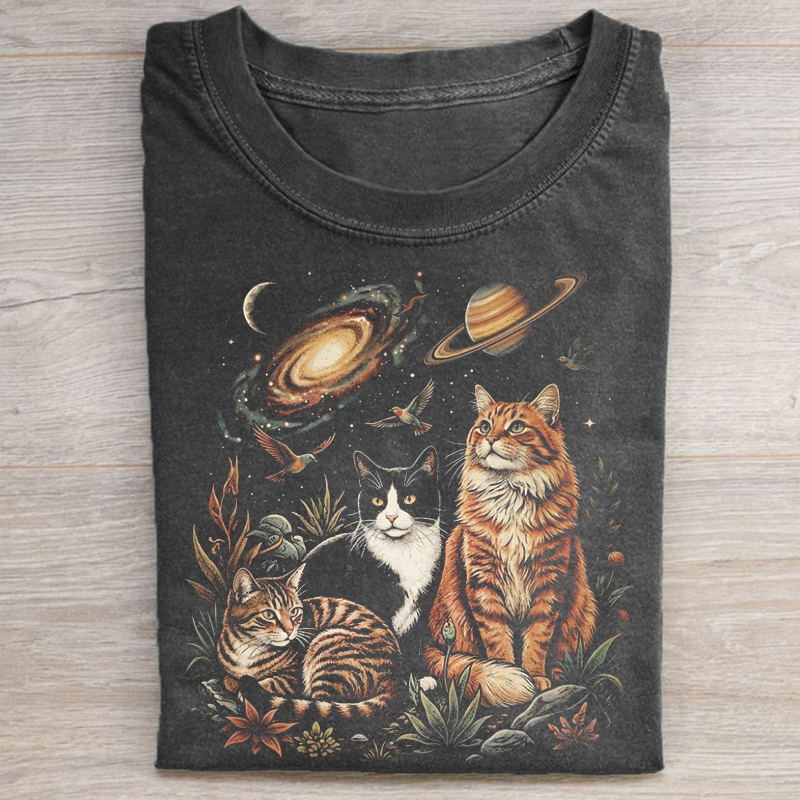 Vintage Galaxy Cosmic Cats T-shirt
