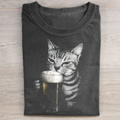 Cat Beer Y2k Vintage 90s T-shirt