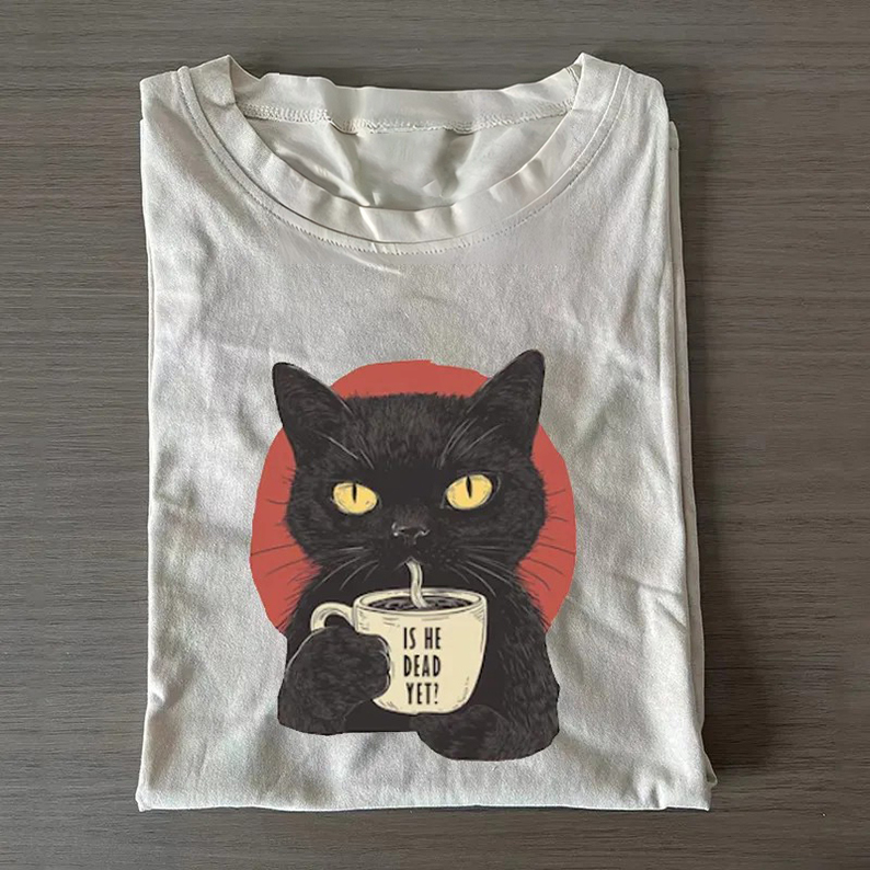 Is He Dead Yet Black Cat T-shirt